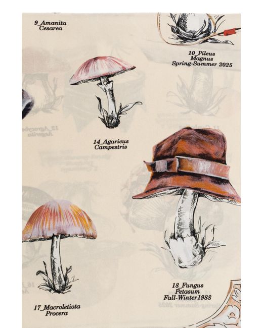 Moschino Green Mushroom-Print Silk Scarf for men