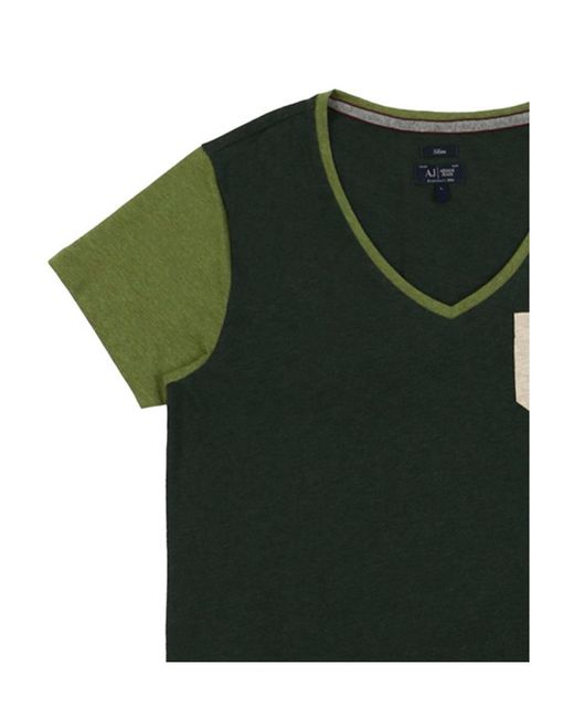 Armani Jeans Green Splicing Details T-Shirt for men