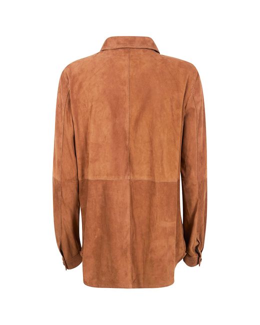 Semicouture Brown Panelled Suede Shirt
