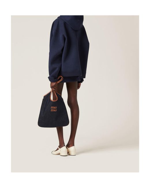Miu Miu Blue Zip-Up Hooded Jacket
