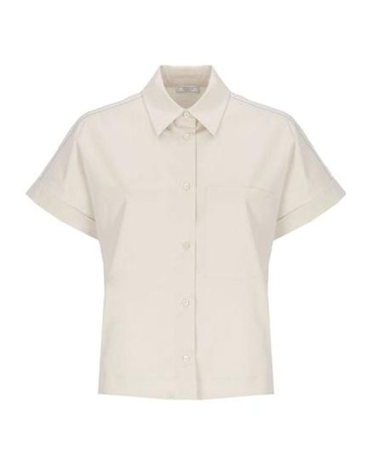 Peserico White Short-Sleeve Boxy Shirt