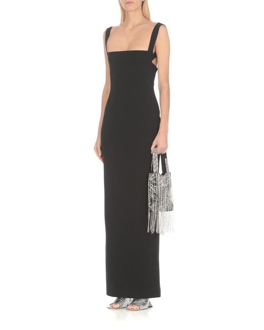 Solace London Black Joni Square-Neck Crepe Maxi Dress