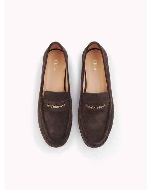 Chloé Brown Chloé Logo Chain Loafers