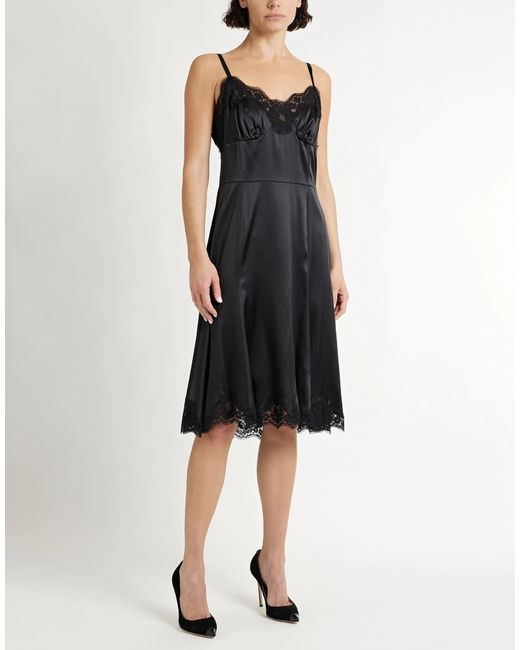 Dolce & Gabbana Black Solid Color Lace Cami Dress