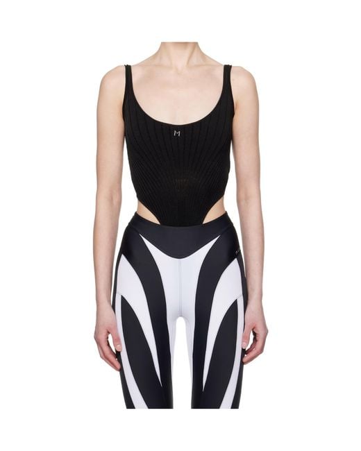 Mugler Black Ribbed Knitted Romper