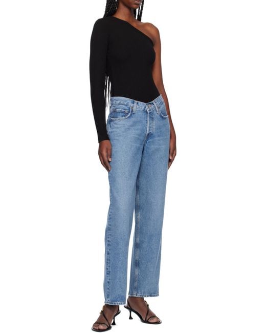Agolde Blue Mid Rise Straight-Leg Jeans