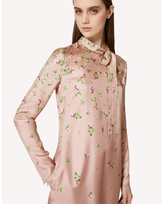 RED Valentino Pink Rose Gradient Print Dress