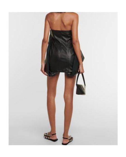 The Attico Gray Strapless Leather Minidress