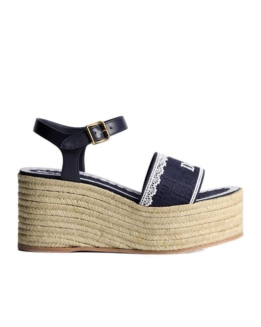 Dior Blue Dentelle Wedge Sandal