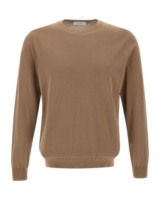 Kangra Cashmere Brown Kangra Crew Neck Knitwear for men