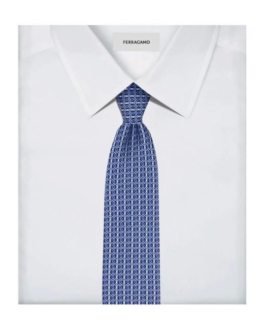 Ferragamo Blue Ferragamo Geometric Pattern Tie for men