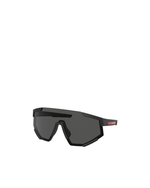 Prada Gray Linea Rossa Logo Sunglasses for men