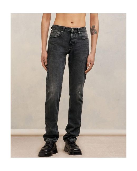 AMI Gray Logo-Patch Straight Leg Jeans for men
