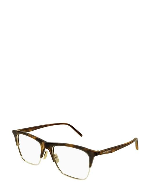 Saint Laurent Metallic Eyewear Square Frame Glasses