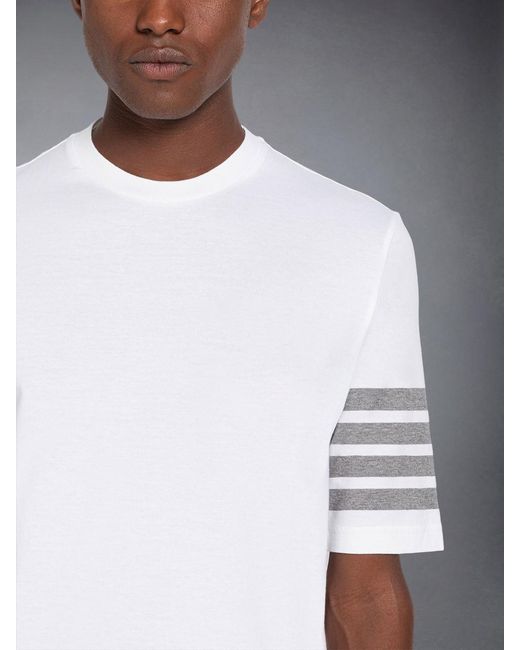 Thom Browne White Jersey 4-Bar Short Sleeve T-Shirt for men