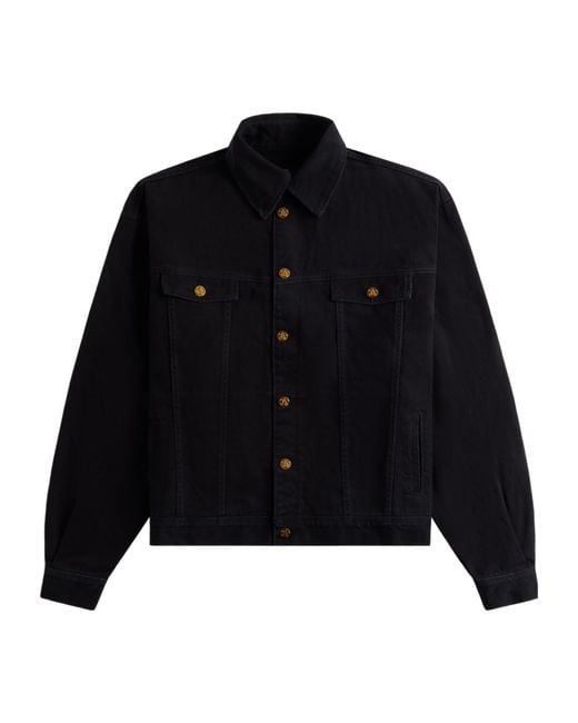 Willy Chavarria Black Logo-Buttoned Denim Jacket for men