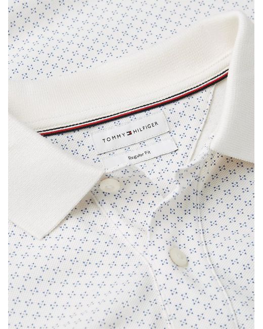 Tommy Hilfiger White Regular Fit Geometric Print Polo Shirt for men