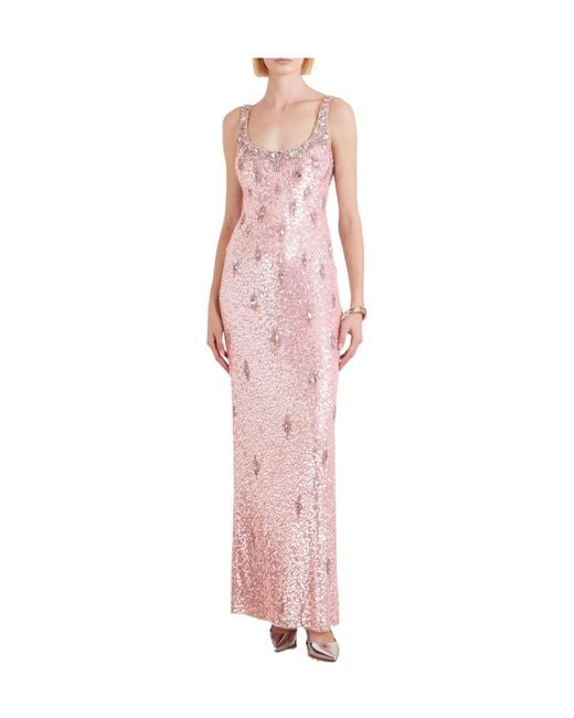 Jenny Packham Pink Eza Embellished Mesh Gown