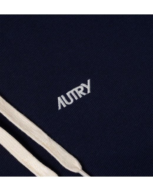Autry Blue Logo-Embroidered Drawstring Hoodie for men