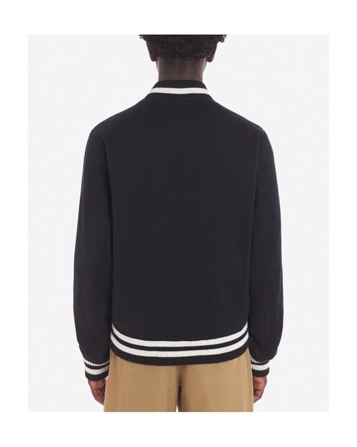 Maison Kitsuné Black Maison Kitsuné Logo Embroidered Bomber Jacket for men
