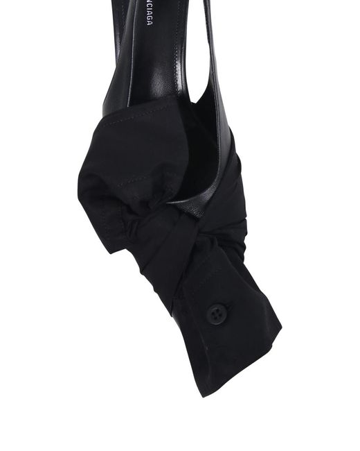 Balenciaga Black Bow Detailed Slingback Pumps