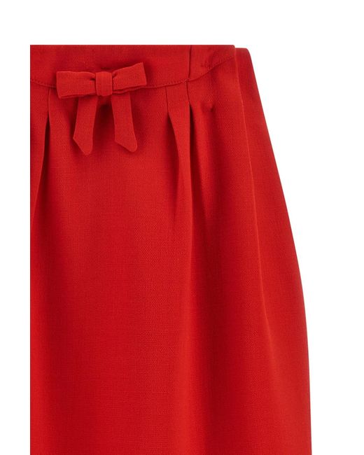 Prada Red Bow-Detailed Midi Skirt