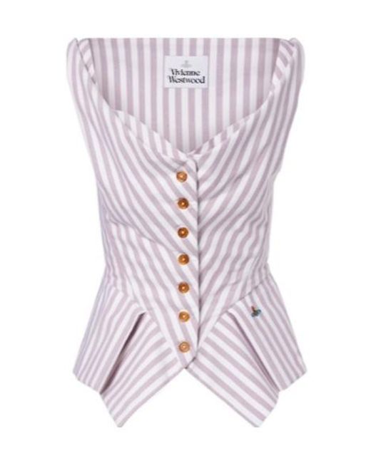 Vivienne Westwood Purple Lilac And Striped Strapless Corset-Style Top