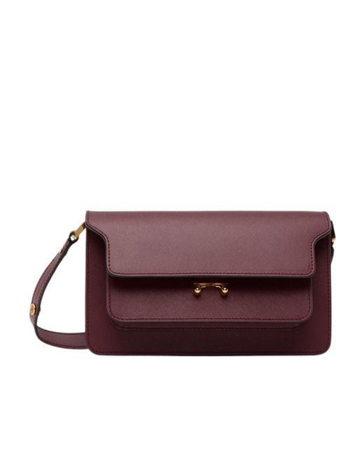 Marni Purple New Trunk Foldover Top Shoulder Bag