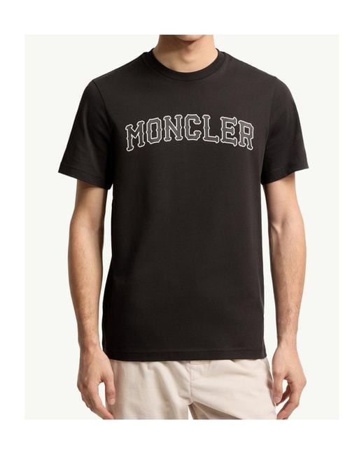 Moncler Black Logo Cotton T-Shirt for men