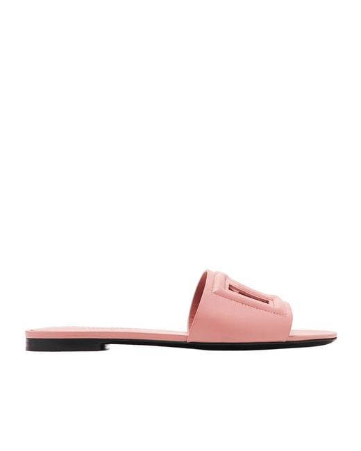 Dolce & Gabbana Pink Dg Logo Cut Out Slides