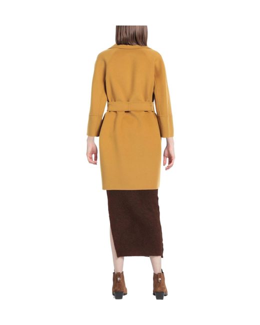Max Mara Yellow Solid Color Woolen Coat