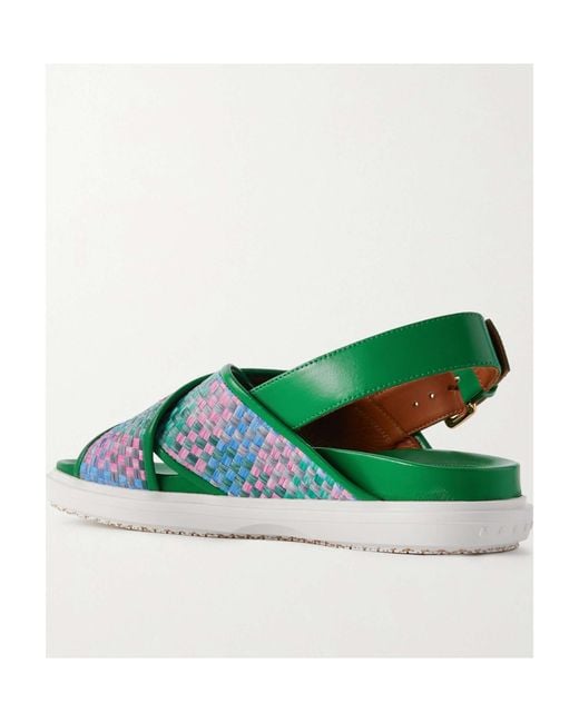 Marni Green Round Head Flat-Soled Sandals