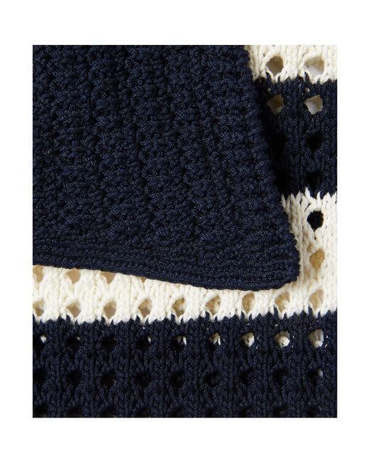 Gucci Blue Striped Cotton Knit Polo Shirt for men