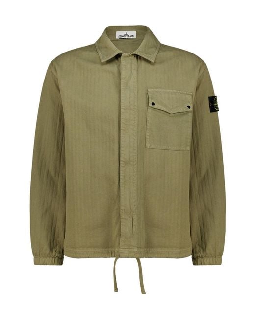 Stone Island Green Casual Shirt-Style Jacket for men