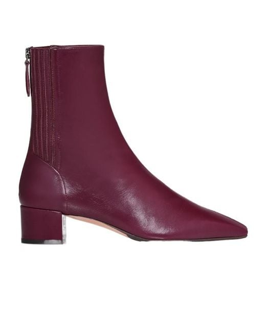 Aquazzura Purple Honore Square-Toe Ankle Boots