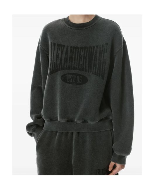 Alexander Wang Black T By Logo Printed Drop Shoulder Sweatshirt