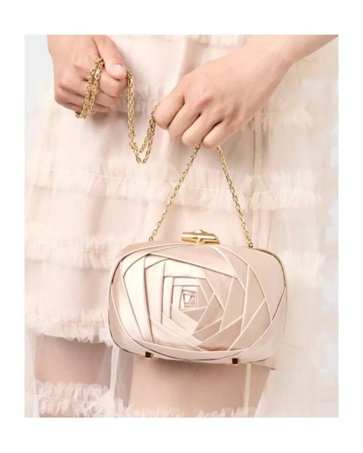 Roger Vivier Natural Pleated Satin Clutch Bag