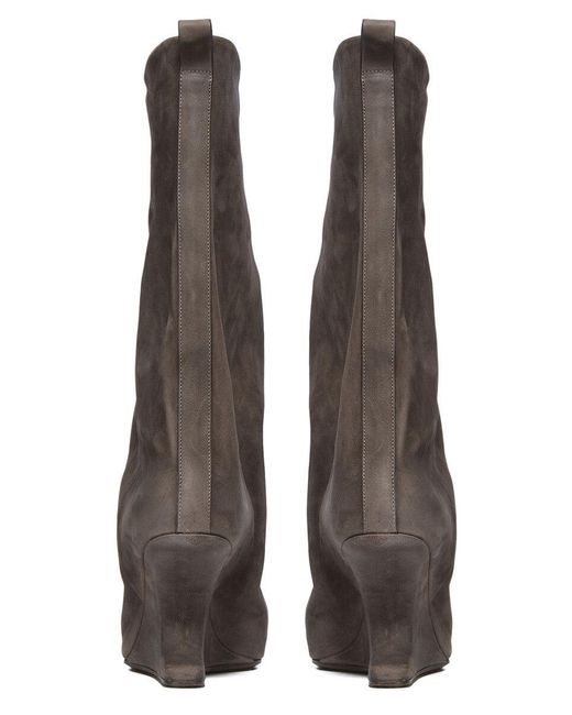Rick Owens Brown Cantilever Sharp Flared Boots