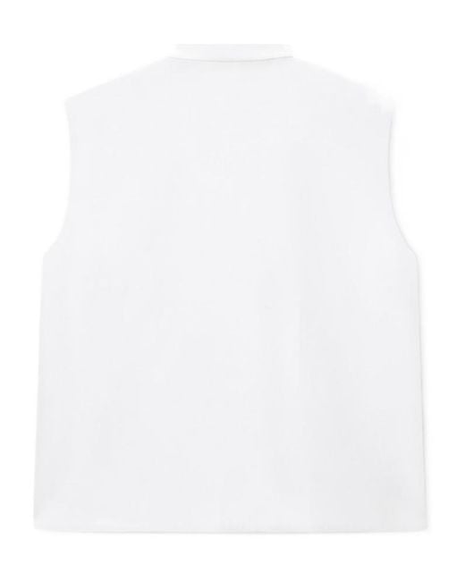 Giorgio Armani White Bow-Detail Sleeveless Shirt