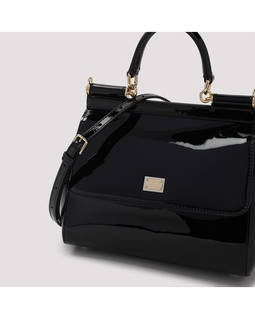 Dolce & Gabbana Black Logo Plaque Medium Sicily Handbag