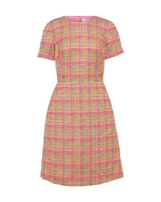 Carolina Herrera Pink Plaid Midi Dress