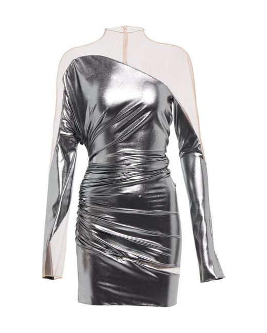 Mugler Gray Sewing A Mini Dress