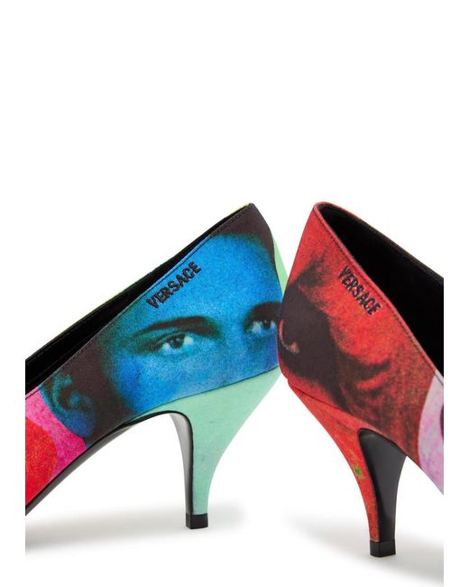 Versace Blue Printed Low-Cut High Heels