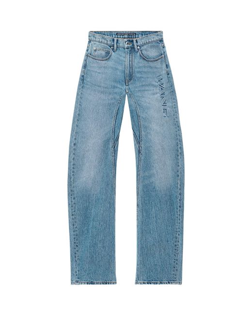 Alexander Wang Blue Logo Embossed Mid Rise Jeans
