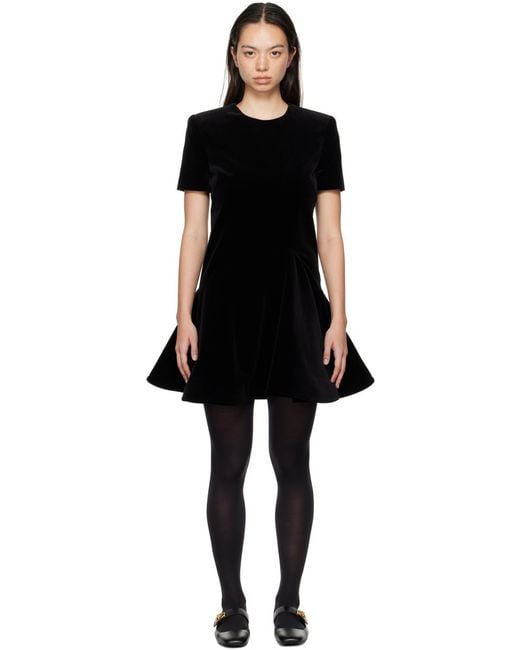 Valentino Black Asymmetric-Hem Crewneck Dress