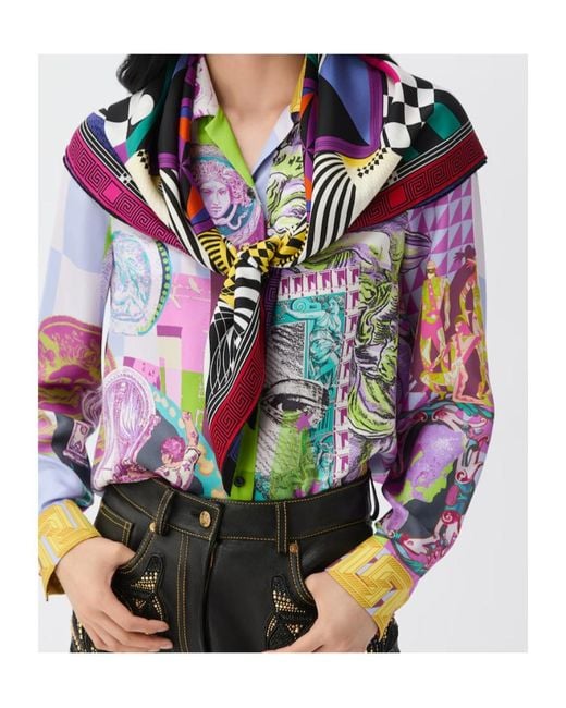 Versace White 'Theatre' Print Silk Scarf for men