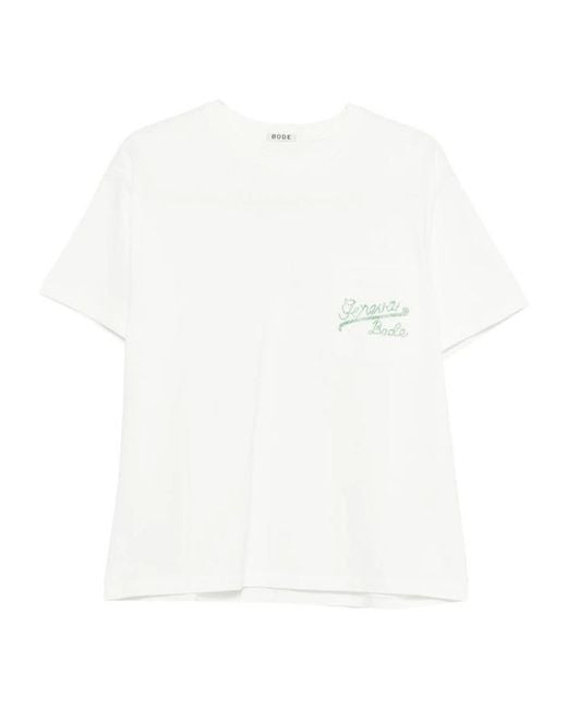 Bode White Geneva Beaded Pocket T-Shirt for men
