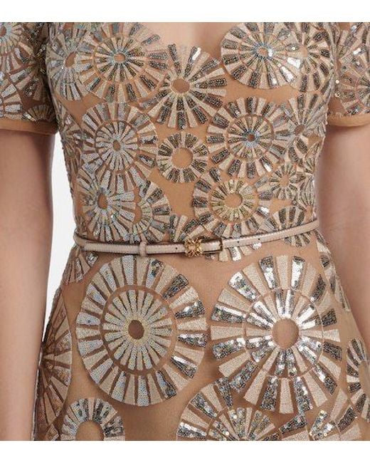 Elie Saab Natural Sequined Gown