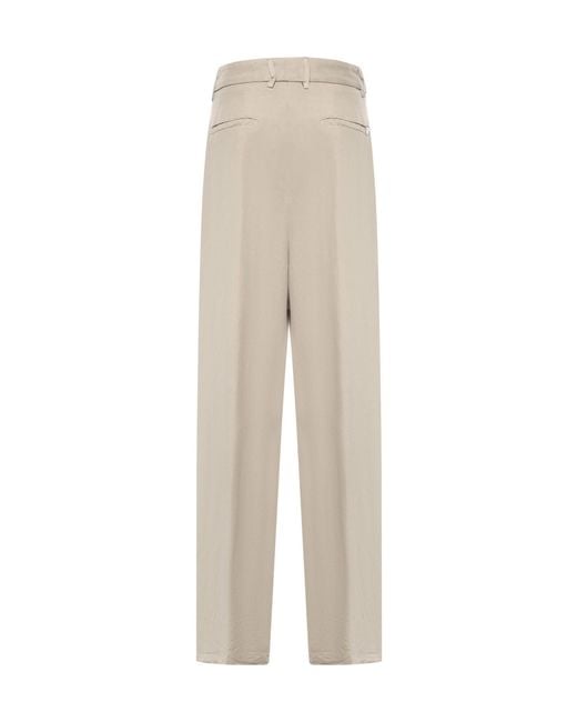 Dondup White Pleated Straight-Leg Pants