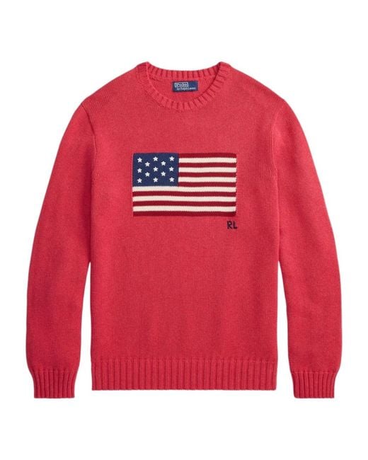 Polo Ralph Lauren Red The Iconic Flag Jumper for men